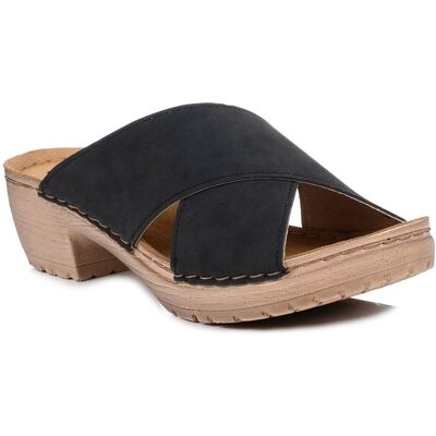 Klapki chodaki damskie na obcasie letnie czarne Inblu BL-03-40 Klapki chodaki damskie na obcasie letnie czarne Inblu BL-03-40