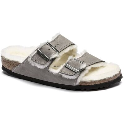 Klapki damskie/męskie ocieplane Birkenstock Arizona Shearling Stone Coin zamsz z wełną owczą narrow wąskie (1017403) Klapki damskie/męskie ocieplane Birkenstock Arizona Shearling Stone Coin zamsz z wełną owczą narrow wąskie (1017403)