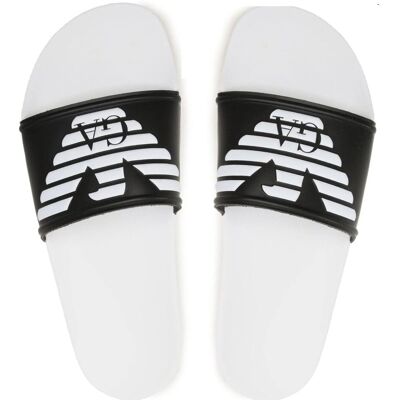 Giorgio Armani Klapki męskie Emporio Armani Beachwear wsuwane biało-czarne-45 Giorgio Armani Klapki męskie Emporio Armani Beachwear wsuwane biało-czarne-45
