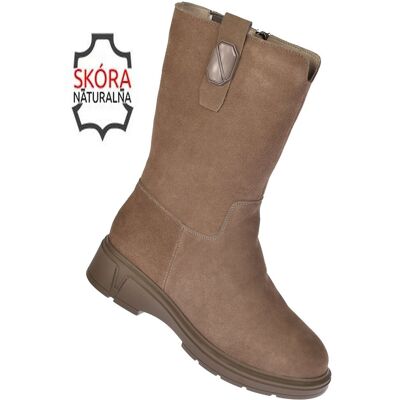 Inny producent Kozaki damskie skórzane wysokie JK/B-3-219 Khaki, ocieplane rozm. 39 Inny producent Kozaki damskie skórzane wysokie JK/B-3-219 Khaki, ocieplane rozm. 39
