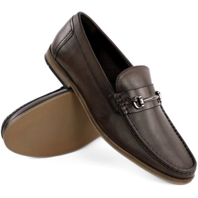 Solier Loafersy męskie skórzane z klamrą brązowe rozmiar 42 Solier Loafersy męskie skórzane z klamrą brązowe rozmiar 42