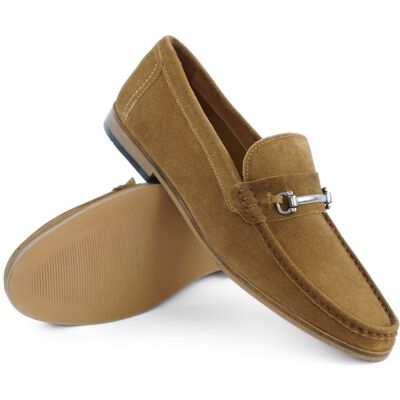Solier Loafersy męskie z naturalnego zamszu brązowe rozmiar 42 Solier Loafersy męskie z naturalnego zamszu brązowe rozmiar 42