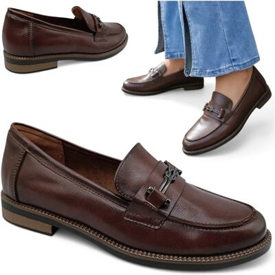 Mokasyny Damskie SKÓRZANE Wsuwane Półbuty Eleganckie Modne Brąz Vinceza 37 Mokasyny Damskie SKÓRZANE Wsuwane Półbuty Eleganckie Modne Brąz Vinceza 37