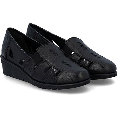 Mokasyny damskie z wycięciami Rieker L5358-00 BLACK R.36 Mokasyny damskie z wycięciami Rieker L5358-00 BLACK R.36