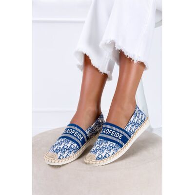 Niebieskie espadryle z napisami slip on Casu NB538P-39 Niebieskie espadryle z napisami slip on Casu NB538P-39