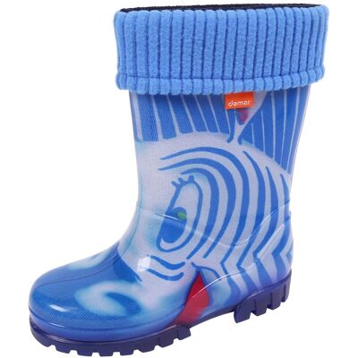 sarcia.eu Niebieskie, ocieplane kalosze zebra DEMAR 34-35 EU sarcia.eu Niebieskie, ocieplane kalosze zebra DEMAR 34-35 EU