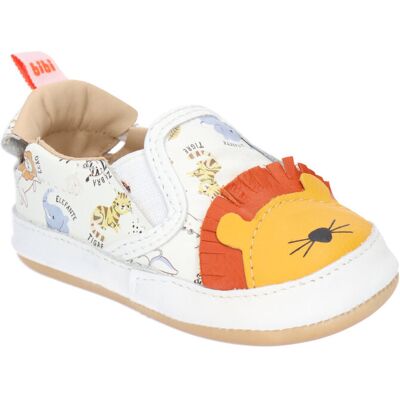 Niemowlęce kapcie z lwiem Białe Bibi Shoes r.21 Niemowlęce kapcie z lwiem Białe Bibi Shoes r.21