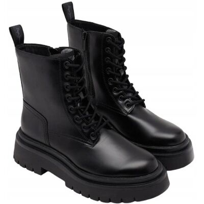Pepe Jeans Queen Bass Damskie Czarne Botki Sznurowane 38 Awe Pepe Jeans Queen Bass Damskie Czarne Botki Sznurowane 38 Awe