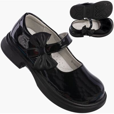 Apawwa Półbuty Dziewczęce Czarne Buty Na Rzepy Lakierki Skórzana Wkładka B1605P 26 Apawwa Półbuty Dziewczęce Czarne Buty Na Rzepy Lakierki Skórzana Wkładka B1605P 26