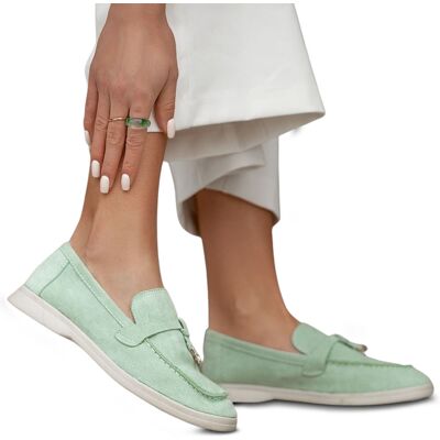 Inny producent Półbuty Eleganckie Damskie Zamszowe Mokasyny Permani Alisa Miętowe 36 Inny producent Półbuty Eleganckie Damskie Zamszowe Mokasyny Permani Alisa Miętowe 36