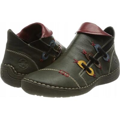 RIEKER BOTKI KHAKI DAMSKIE PŁASKIE NA ZAMEK 40 J8A RIEKER BOTKI KHAKI DAMSKIE PŁASKIE NA ZAMEK 40 J8A