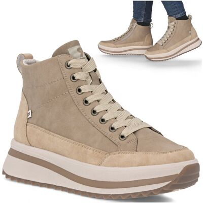 Rieker SKÓRZANE Sneakersy Damskie Sportowe Półbuty Wsuwane Platforma Beż 37 Rieker SKÓRZANE Sneakersy Damskie Sportowe Półbuty Wsuwane Platforma Beż 37