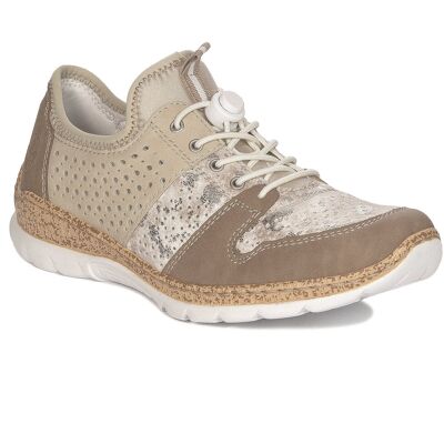Rieker Sneakersy półbuty damskie ażurowe Beige beżowe-36 Rieker Sneakersy półbuty damskie ażurowe Beige beżowe-36