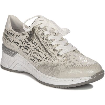 Rieker Sneakersy półbuty damskie na platformie Beige Combi beżowe-40 Rieker Sneakersy półbuty damskie na platformie Beige Combi beżowe-40