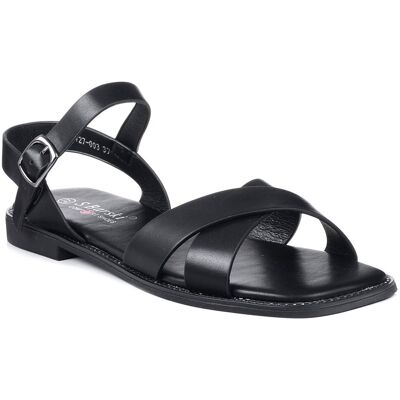 Sandały damskie płaskie czarne buty na lato S.Barski KV27-003-36 Sandały damskie płaskie czarne buty na lato S.Barski KV27-003-36