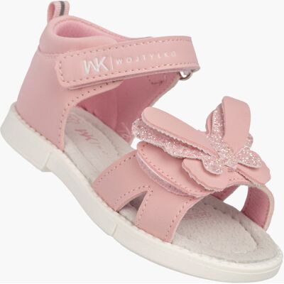 Sandały Dziewczęce Buty Na Rzepy Z Motylkiem Skórzana Wkładka Różowe Wojtyłko 1S26393 25 Sandały Dziewczęce Buty Na Rzepy Z Motylkiem Skórzana Wkładka Różowe Wojtyłko 1S26393 25