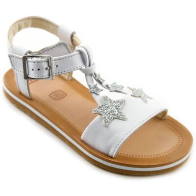 Sandały dziewczęce Clarks Finch skórzane białe w gwiazdki-28 Sandały dziewczęce Clarks Finch skórzane białe w gwiazdki-28