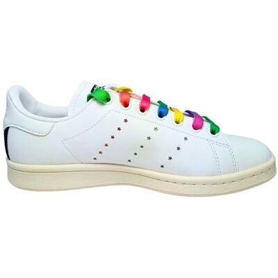 Stella McCartney Scarpe Donna Adidas Stella McCarteney Sneakers Stan Smit in ecopelle con lacci colorati e logo effetto spray Stella McCartney Scarpe Donna Adidas Stella McCarteney Sneakers Stan Smit in ecopelle con lacci colorati e logo effetto spray