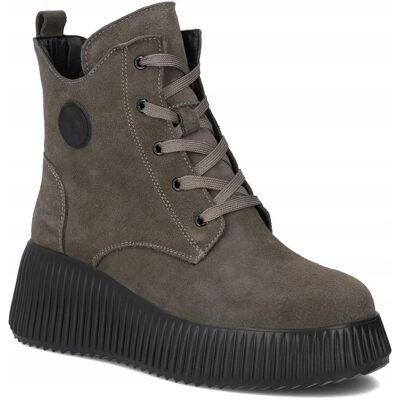 Inny producent Skórzane botki buty damskie Filippo za kostkę szare wiązane platforma r.41 Inny producent Skórzane botki buty damskie Filippo za kostkę szare wiązane platforma r.41