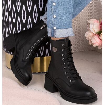 Inny producent Skórzane botki damskie glany JK/B-3-124 czarne na suwak roz40 Inny producent Skórzane botki damskie glany JK/B-3-124 czarne na suwak roz40