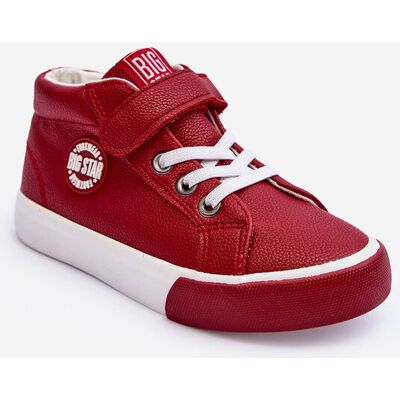 Skórzane Dziecięce Trampki Big Star EE374004 Czerwone -35 Skórzane Dziecięce Trampki Big Star EE374004 Czerwone -35