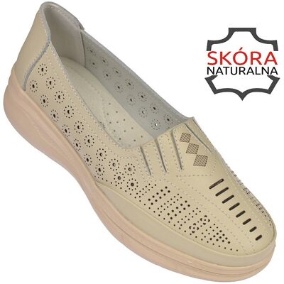 Inny producent Skórzane mokasyny damskie 24098 beżowe – lekkie Ladie's Style rozmiar: 37 Inny producent Skórzane mokasyny damskie 24098 beżowe – lekkie Ladie's Style rozmiar: 37