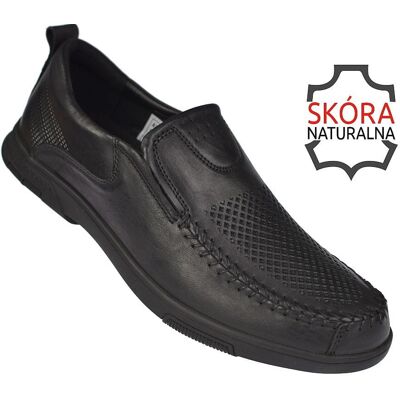 AMERICAN CLUB Skórzane mokasyny męskie półbuty wsuwane American CY140 bk roz. 43 AMERICAN CLUB Skórzane mokasyny męskie półbuty wsuwane American CY140 bk roz. 43