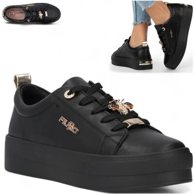 SKÓRZANE Sneakersy Damskie FILIPPO Modne Czarne Eleganckie Półbuty 36 SKÓRZANE Sneakersy Damskie FILIPPO Modne Czarne Eleganckie Półbuty 36