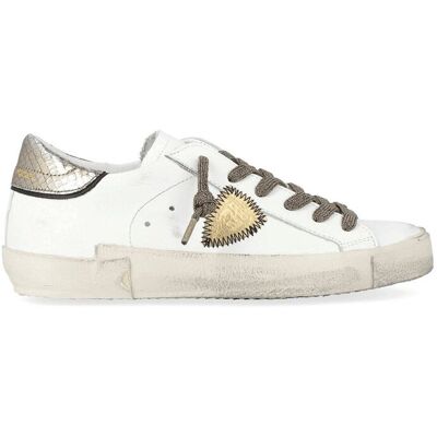 sneakers donna philippe model paris prld vmp4 - tropez x veau metal python blanc bronze sneakers donna philippe model paris prld vmp4 - tropez x veau metal python blanc bronze