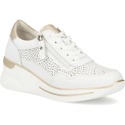 Sneakersy damskie białe skórzane Filippo 7618 buty na koturnie z zamkiem-40 Sneakersy damskie białe skórzane Filippo 7618 buty na koturnie z zamkiem-40