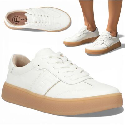 Sneakersy Damskie SKÓRZANE FILIPPO Wygodne Półbuty Białe Sportowe Modne 39 Sneakersy Damskie SKÓRZANE FILIPPO Wygodne Półbuty Białe Sportowe Modne 39