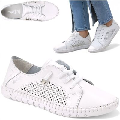 Sneakersy Damskie SKÓRZANE Sportowe Lee Cooper Półbuty Wsuwane Ażurowe 38 Sneakersy Damskie SKÓRZANE Sportowe Lee Cooper Półbuty Wsuwane Ażurowe 38