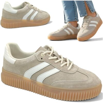 Sneakersy Damskie SKÓRZANE Wygodne Półbuty Beżowe na Platformie Vinceza 38 Sneakersy Damskie SKÓRZANE Wygodne Półbuty Beżowe na Platformie Vinceza 38