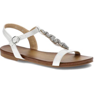 Srebrne Sandały S.Barski Eleganckie Płaskie Buty Srebrne Sandały S.Barski Eleganckie Płaskie Buty