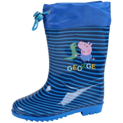 Peppa Pig Świnka Peppa George Kalosze Ze Ściągaczem, Chłopięce, Niebieskie, W Paski Peppa Pig Świnka Peppa George Kalosze Ze Ściągaczem, Chłopięce, Niebieskie, W Paski