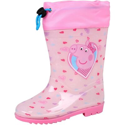 Peppa Pig Świnka Peppa Różowe Kalosze Dziewczęce Ze Ściągaczem, Serduszka Peppa Pig Świnka Peppa Różowe Kalosze Dziewczęce Ze Ściągaczem, Serduszka