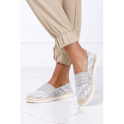 Szare espadryle z napisami slip on Casu NB538P-38 Szare espadryle z napisami slip on Casu NB538P-38