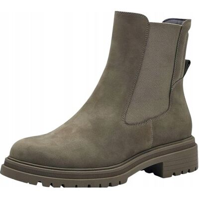 Tamaris BOTKI SKÓRZANE ZA KOSTKĘ NA ZAMEK KHAKI 39 Ż_B Tamaris BOTKI SKÓRZANE ZA KOSTKĘ NA ZAMEK KHAKI 39 Ż_B