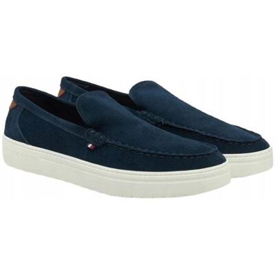 Tommy Hilfiger Granatowe Moksynyh Męskie Skórzane Wsuwane 45 T_A Tommy Hilfiger Granatowe Moksynyh Męskie Skórzane Wsuwane 45 T_A