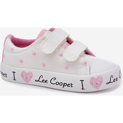 Trampki Dziewczęce Na Rzepy Lee Cooper LCW-25-02-3264K Białe-27 Trampki Dziewczęce Na Rzepy Lee Cooper LCW-25-02-3264K Białe-27