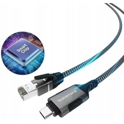 Spacetronik Adapter Lan Karta Sieciowa Kabel Usb-C Do Rj45 0.5m Przepustowość Do 1gb/s Spacetronik Adapter Lan Karta Sieciowa Kabel Usb-C Do Rj45 0.5m Przepustowość Do 1gb/s