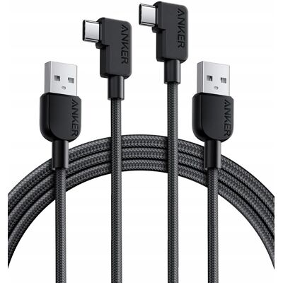Anker Kabel Usb-A Na Usb-C, Z Wtyczką Pod Kątem 90°(2 Sztuki) Anker Kabel Usb-A Na Usb-C, Z Wtyczką Pod Kątem 90°(2 Sztuki)