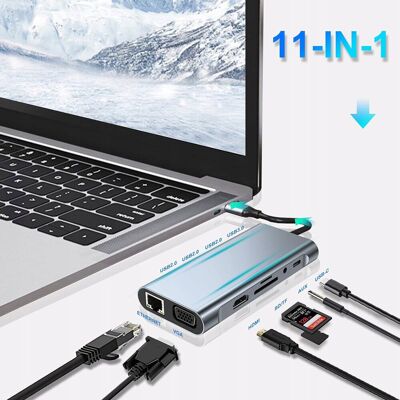 Zree BASEUS ADAPTER HUB PRZEJŚCIÓWKA 11W1 USB TYP C DO 4K HDMI USB VGA SD/TF LAN Zree BASEUS ADAPTER HUB PRZEJŚCIÓWKA 11W1 USB TYP C DO 4K HDMI USB VGA SD/TF LAN