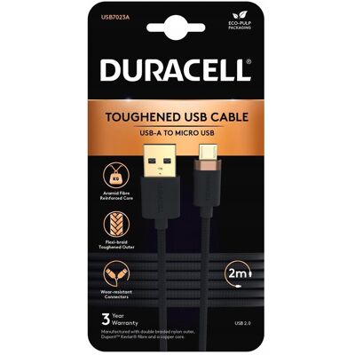 Duracell 2M Czarny Nylonowy Kabel USB-A / Micro-USB Duracell 2M Czarny Nylonowy Kabel USB-A / Micro-USB