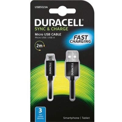 Duracell Kabel USB-A / micro USB 2m czarny Duracell Kabel USB-A / micro USB 2m czarny