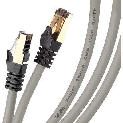 Duronic Cat8 Gy 1,5m Kabel Sieciowy S/ftp Szary Transmisja 40gb Skrętka Lan Pachcord Duronic Cat8 Gy 1,5m Kabel Sieciowy S/ftp Szary Transmisja 40gb Skrętka Lan Pachcord