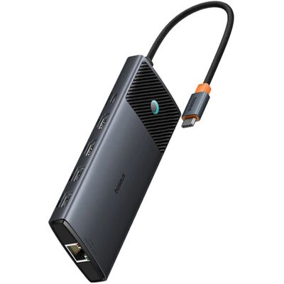 Hub 10w1 Baseus Metal Gleam Ii Usb-C - Hdmi Usb-A Usb-C Rj45 Sd/tf - Szary Hub 10w1 Baseus Metal Gleam Ii Usb-C - Hdmi Usb-A Usb-C Rj45 Sd/tf - Szary