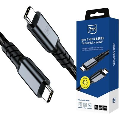Kabel 3MK Hyper Cable N-SERIES USB-C do USB-C Thunderbolt 4 2m 48V/5A 240W czarny Kabel 3MK Hyper Cable N-SERIES USB-C do USB-C Thunderbolt 4 2m 48V/5A 240W czarny