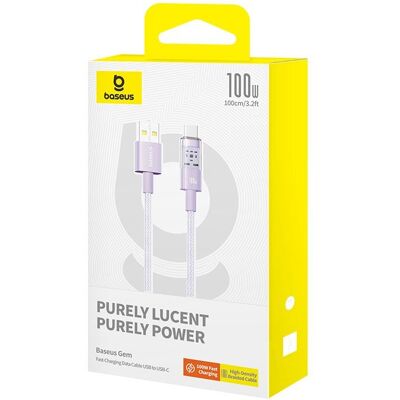 Szybki kabel ładowania Baseus Gem USB A do USB C - 1m - Fioletowy Szybki kabel ładowania Baseus Gem USB A do USB C - 1m - Fioletowy