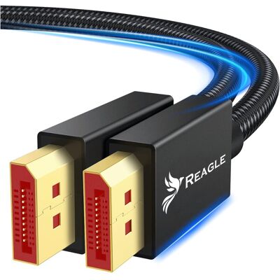 Kabel Displayport 2.1 Dp 8k 120hz 4k 320hz 240hz Freesync Gsync 80gbps 2m, Reagle Kabel Displayport 2.1 Dp 8k 120hz 4k 320hz 240hz Freesync Gsync 80gbps 2m, Reagle
